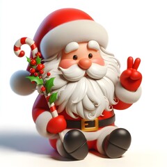 3D cartoon character Santa Claus Marry Christmas happy smile, Santa Claus's character is isolated on a white background.