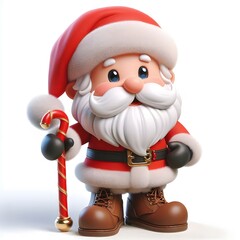 3D cartoon character Santa Claus Marry Christmas happy smile, Santa Claus's character is isolated on a white background.