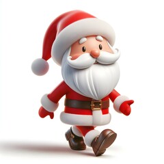 3D cartoon character Santa Claus Marry Christmas happy smile, Santa Claus's character is isolated on a white background.