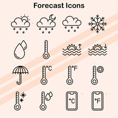 Icons representing forecasting and analytics for various fields.