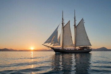 Sailboat Moving On the Water 001