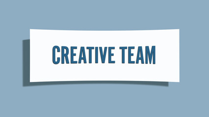 Creative Team.. A card isolated on blue background.