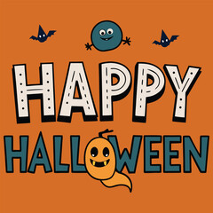 Halloween lettering text vector design