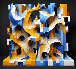 Geometric shapes and gradient color shifts create a mesmerizing optical illusion, a colorful chaos of overlapping and interrelated shapes.generative ai	