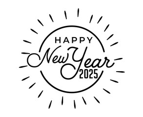 2025 Happy New Year Black Design Festive Elegant Abstract Vector Illustration