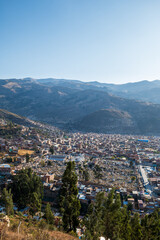 Huaraz Cityscape with View of the Cemetery on a Sunny Day in the Ancash Region, Peru