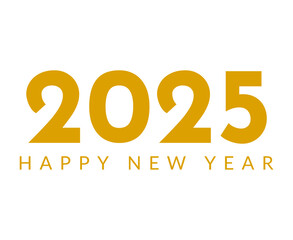 Happy New Year 2025 Yellow Abstract Festive Elegant Design Vector Illustration