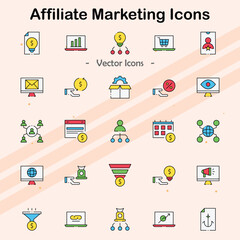 Icons representing affiliate marketing and online marketing strategies.