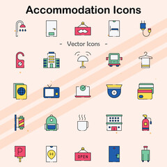 Icons representing various types of accommodations and lodging.