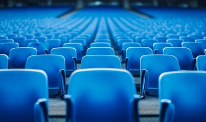 Naklejka premium Empty blue seats in a stadium