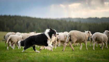 Fototapeta premium sheep with dog