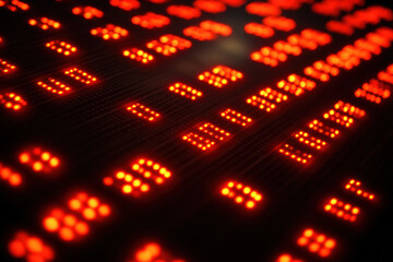 Fototapeta premium Red LED Binary Matrix Light Display 