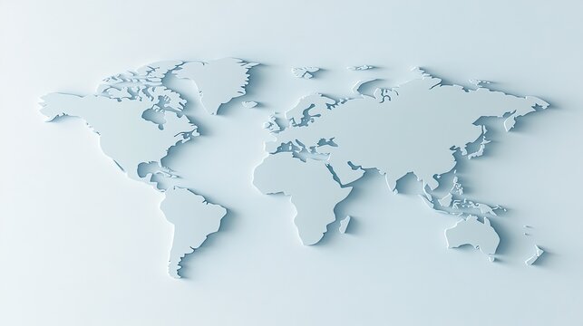 Fototapeta The design features an abstract world map with intricate details, showcasing global network connections, set against a bright white backdrop