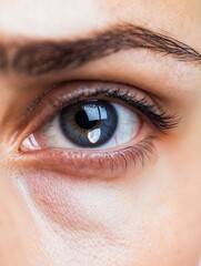 Obraz premium Close-Up of a Woman's Eye With a Tear Falling