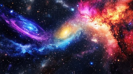 Obraz premium Abstract space scene with colorful, swirling galaxies and cosmic patterns