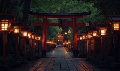 Illuminated Pathway to Kifune Shrine