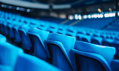 Fototapeta premium Empty blue seats in a stadium