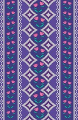 Geometric ethnic ikat pattern floral design background with textured line. decoration, ornament, home decor, curtain, fabric, clothing. embroidery style.