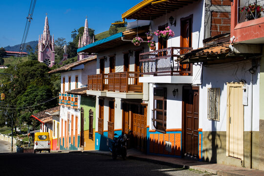 Beautiful streets of the Heritage Town of Jerico located in the Department of Antioquia in Colombia.