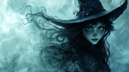 Cartoon portrait of witch