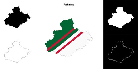 Relizane province outline map set