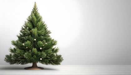 Christmas tree on a white background with space for text, Christmas background with copy space
