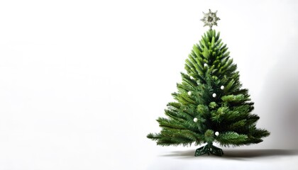 Christmas tree on a white background with space for text, Christmas background with copy space