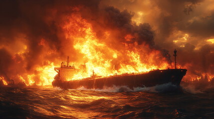 Critical Moments with a Oil Tanker Fires at Sea