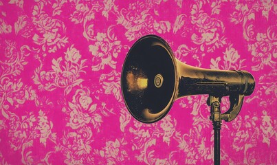 Megaphone on magenta pattern