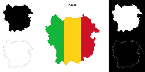 Kayes region outline map set