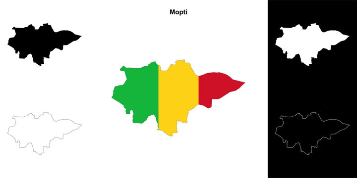 Mopti region outline map set