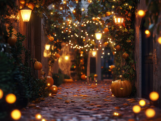 night street in halloween