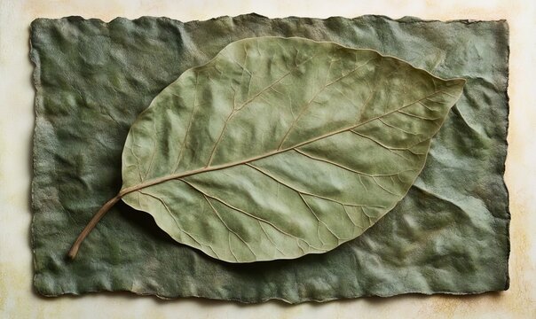 Overhead view of textured leaf konoha