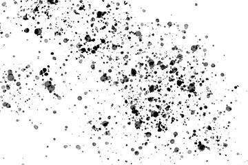 Black ink splash, paint splatter isolated on transparent background. Vector illustration