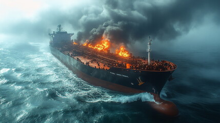 Critical Moments with a Oil Tanker Fires at Sea