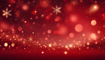 Red christmas background with snowflakes, bokeh lightning, bokeh background, Christmas banner