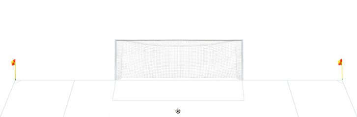 football goal and ball isolated on white background