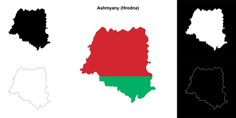Ashmyany district outline map set