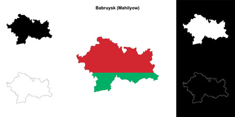 Babruysk district outline map set