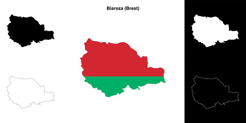 Biaroza district outline map set