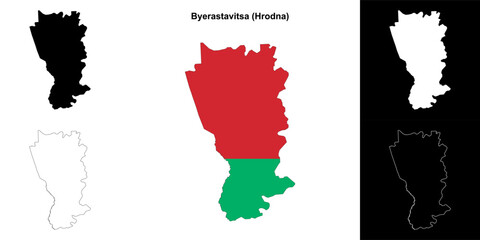 Byerastavitsa district outline map set