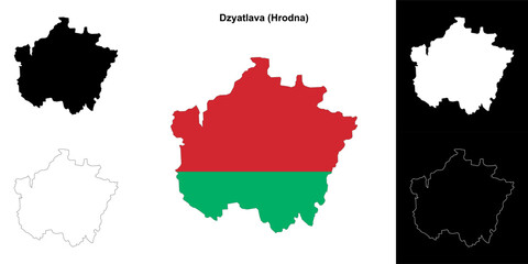 Dzyatlava district outline map set
