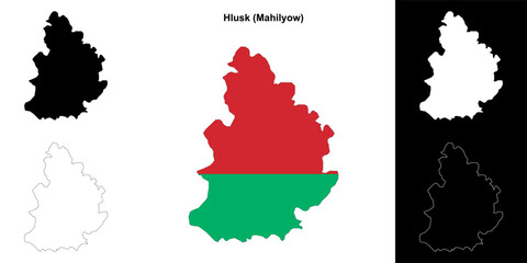 Hlusk district outline map set