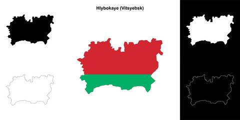 Hlybokaye district outline map set