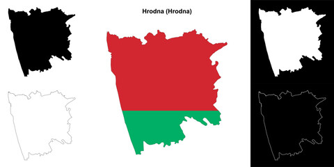 Fototapeta premium Hrodna district outline map set