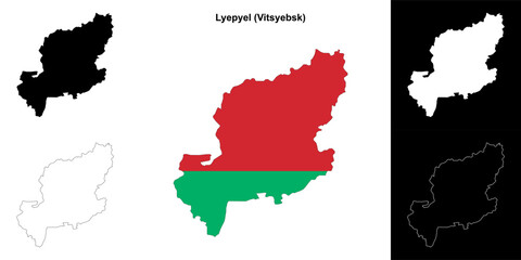 Fototapeta premium Lyepyel district outline map set