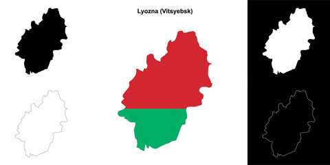 Lyozna district outline map set