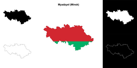 Myadzyel district outline map set