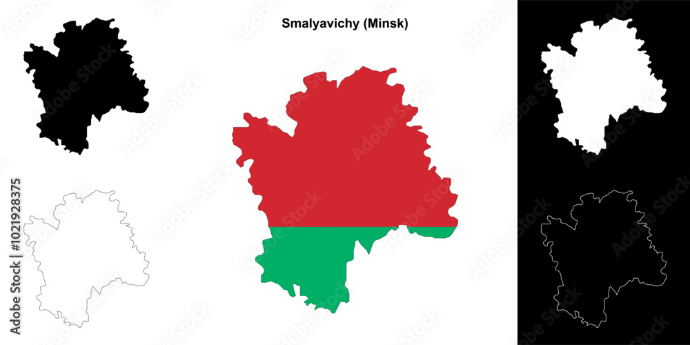 Wall mural smalyavichy district outline map set