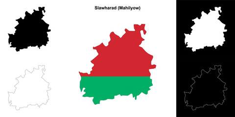 Slawharad district outline map set